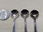 Miniature Sterling 925 Silver Spoon Set Of 3 Salt Condiments Scalloped Sea Shell