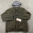 New Levis Jacket Mens M Green Hooded Sherpa Lined Field Coat Utility Canvas Work