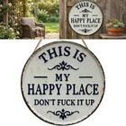 This Is My Happy Place Vintage Metal Sign  Round Wall Decor For Home   Garden