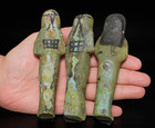 Authentic Ancient Egyptian Antiques Ushabti Set Of 3 Faience Servant Figures Bc