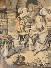 French Wall Tapestry 66    X 48    Lively Tavern Scene Music Dog Peasant Aristocrat