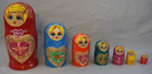 Vintage Russian Matryoshka Nesting Dolls Set Of 7  Hand-painted Wooden Folk Art