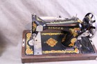 Vintage Singer Sewing Machine 128 Electric Bent Wood Case Low Shank Attachments