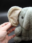 Vintage 1971 R Dakin Plush Stuffed 8  Gray Elephant Big Calico Floral Fabric Ear
