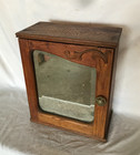 Antique Vtg 14x17 Hardwood Medicine Cabinet Decorative Beveled Mirror Old 94-26b