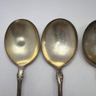 International 1905 Norfolk 4 Soup Spoons Silverplate Round Gumbo Vintage Ornate