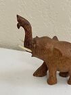 Vintage Carved Wood Figurine   Statue Of Elephant With Trunk Up