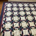 Double Wedding Ring Quilt Full queen 78  X 80  Navy Burgundy