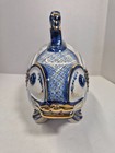 Vtg Gzhel Hand Made Porcelain Caviar Bowl Lidded Dish Signed By Artist