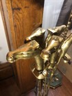 Vintage Brass Fireplace Tool Set Equestrian Horse Head 5 Piece