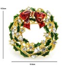 Christmas Wreath Brooch Pin     Crystal Rhinestone Christmas Winter Holiday Gift