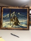 Vintage Original Native American Tracking Velvet Painting By Ernesto Sanchez