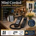 Black Desktop Fixed Telephone Corded Landline Phone Wall Mount Home Office Wired