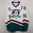 The Mighty Ducks Movie Ice Hockey Jersey 96  Conway Stitched White Long Sleeve