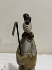 Vintage Ceramic Whimsical Tall Rooster Chicken Figurine Pair Watering Can hoe