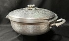 Vintage Everlast Hand Forged Hammered Aluminum Metal Casserole Dish W floral Lid