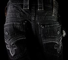  220 Mens Rock Revival  tan  Black Leather Inserts Slim Straight 31 X 31