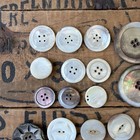Antique Mother Of Pearl Buttons Lot Carved Smoky Shell Iridescent Large Sets