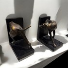 Bronze Dog Bookends     Heavy Decorative Bookend Set  with Box   christmas Gift 