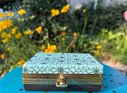 Pristine Vintage 1950s Evans Midnight Blue   Turquoise Carryall Vanity Presentat