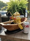 Vtg Hand Carved Captain   Boat With Oars Handmade In Lunenburg Nova Scotia 2007