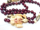 Asian Antique Blood Purple Stone Bead Necklace