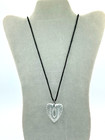 Vtg Waterford Faceted Crystal Heart Pendant Necklace On Black Cord In Box