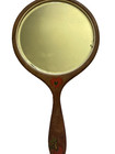 Lovely Vintage Hand Painted Wood Hand Held Mirror   4925