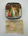 Vtg  Fedoskino Russian Signed Hand Painted Lacquer Trinket Box Village Scene