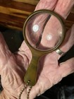 Antique 4-3 4    Round Magnifying Glass W  Whole 1-piece Bakelite Holder   Grip