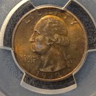 1932 Washington Silver Quarter Pcgs Ms63 Original Toning 90  Silver