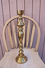 Vintage Solid Brass Candlestick Holder  Tall Mid Century Centerpiece 18 