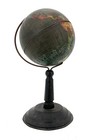 1910 - 1920 Small Student World Globe - Tin Metal - Ebonzized Base