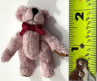 Vintage Miniature Handmade Jointed Rose Plush Teddy Bear 2 1 8   