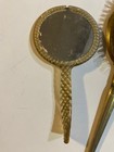 Vintage Vanity Hand Held Gold Tone Brushes   Plastic Mirror Lot