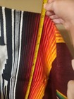 Vintage Traditional Saltillo Mexican Serape Poncho Multi Color Fringe Vibrant