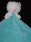 Carters Aqua Teal White Owl Security Blanket Baby Lovey Plush