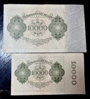Lot Of 2 Germany German 1922 10000 Mark Nm Old Banknote Paper Money  Lrg And Sm 