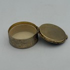 Vintage Green Onyx Stone Pill Box Silver Tone Engraved Floral Trinket Case Round