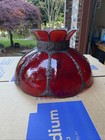 Vintage Curved Panel Stained Glass Light Fixture Red Swag Lamp Ceiling Mount