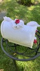 Ring Bearer Pillow Chest Deep Fuchsia Roses White Satin Fabric Flowers Wedding 