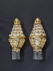Vintage Antique Pair French Empire Brass Crystal 1 Light Sconces Wall Lights
