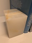 Natural Banded Onyx Stone Bookends Pair Heavy Cream White Marble Decor 10 6lb