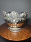 Vintage Holiday Imports Silverplate Bowl Lion Head Handles Grapes 5    Ornate