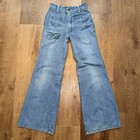 Vtg 70s Calabash Bell Bottom Jeans Sanforized Denim Blue Youth Girls Kids 10 R