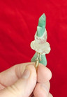 Vintage Carved Toucan Macaw Parrot Bird Onyx   Jade   Silver Feet  Pristine Wow 