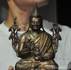 Tibet Buddhism Temple Bronze Gilt Tsongkhapa Master Shamanism Buddha Statue