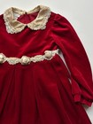 Vintage Bonnie Jean Girls Dress Red Velvet Roses Lace Sz 5 Cream Party Holiday