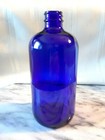 Blue Glass Bottle   Cobalt Boston Round   Medicine  Apothecary    1 Large 16 Oz