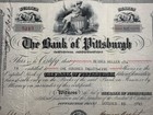 1917 The Bank Of Pittsburgh Stock Certificate  5213  Pittsburgh  Pa
